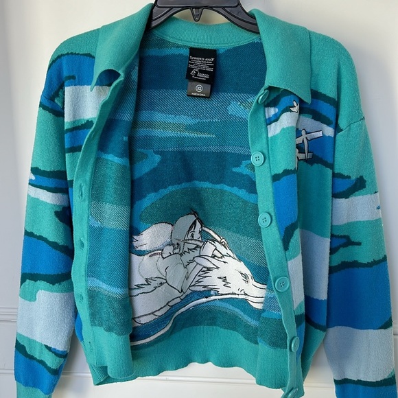 BoxLunch Studio Ghibli Spirited Away Chihiro & Haku Scenic Cardigan XS Juniors - Picture 9 of 12